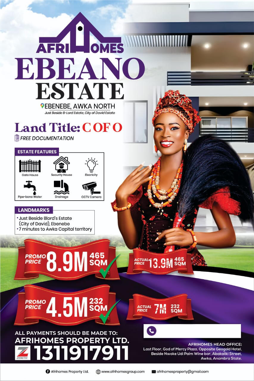 Afrihomes ebano estate, Ebenebe, Awka North, Anambra state Investment Land
